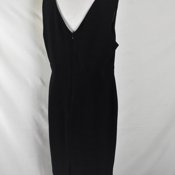 ADRIANNA PAPELL Dress 16 Black Lined Sleeveless Back Zipper V Cut Neck Line - Picture 5 of 6